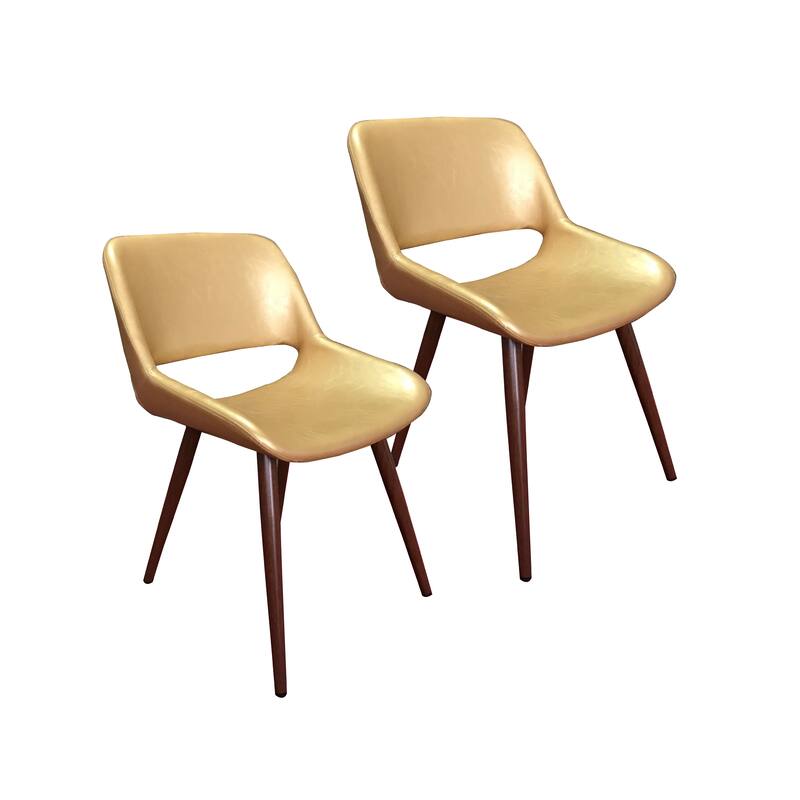 Porthos Home Shane Faux Leather Mid-Century Dining Chair with Metal Legs, Set of 2