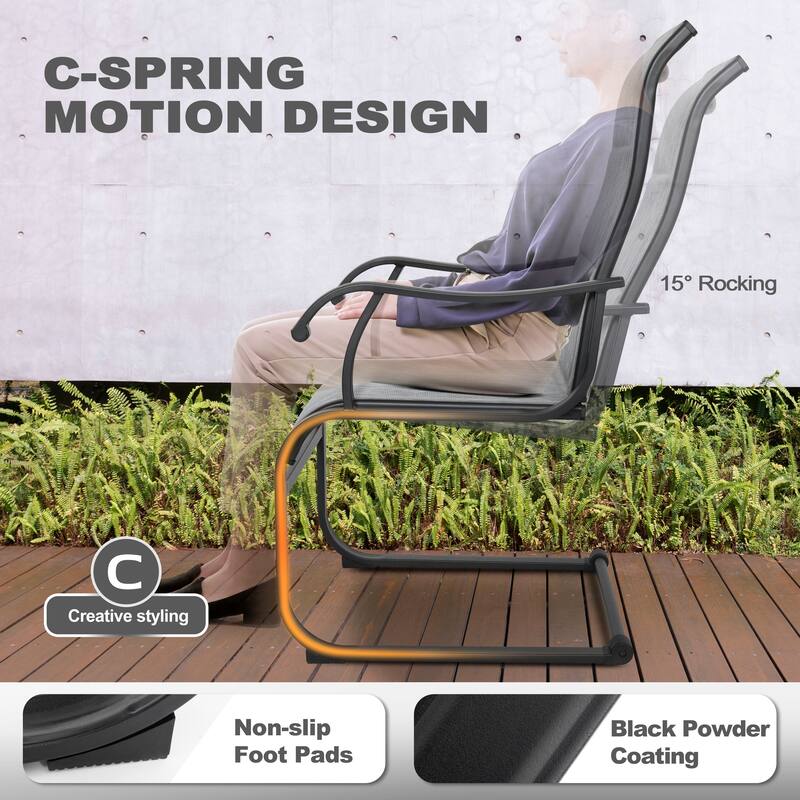 3-Piece Outdoor Bistro Set, Breathable Textilene, Durable Iron Frame