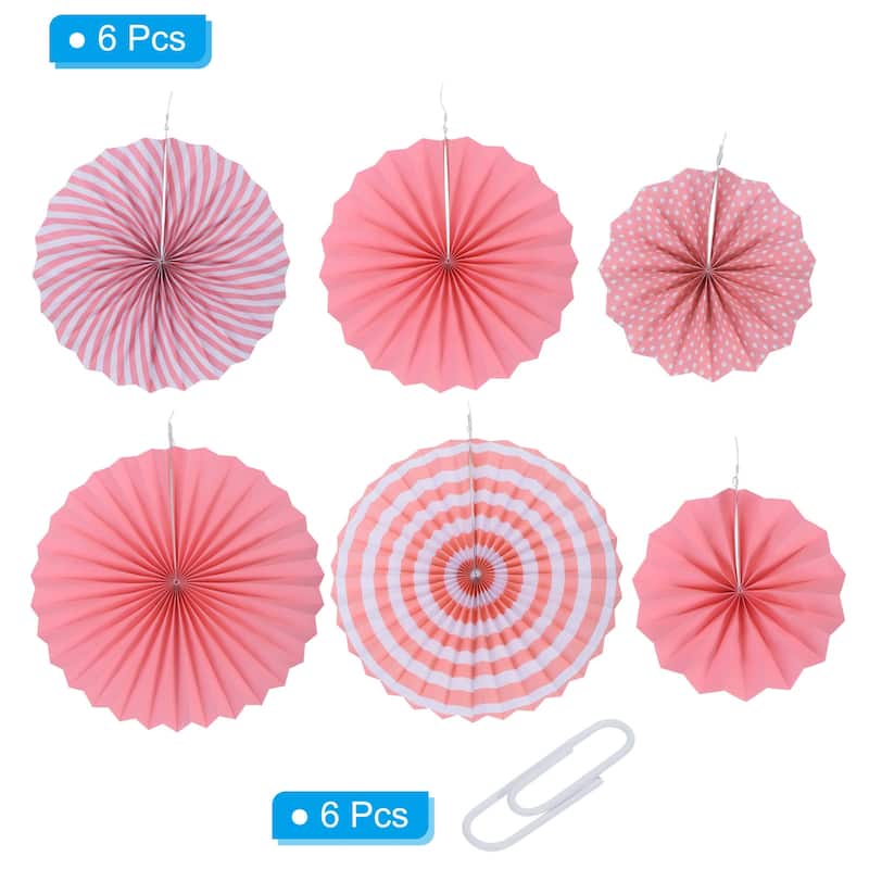1 Set/6Pcs Paper Fans Hanging Decoration Round 8"/12"/16"