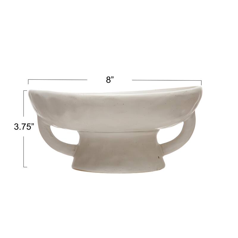 Stoneware Footed Pedestal Bowl with Handles
