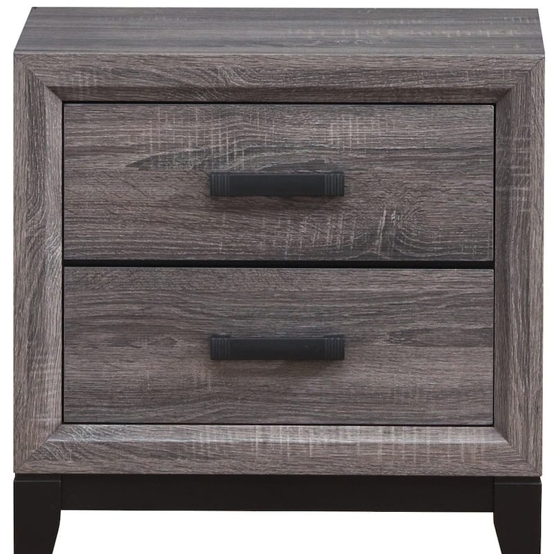 HomeRoots 25" Gray Wood Two Drawer Nightstand