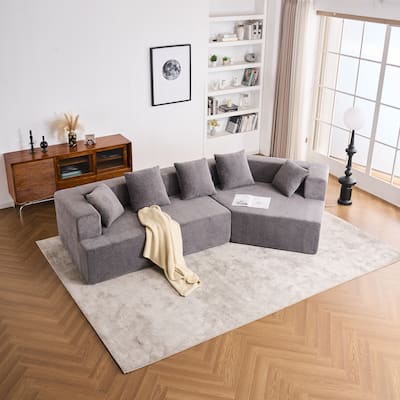 Grey Polyester Memory Foam Couch, No Assembly, Deep Seat, Modern Sofa