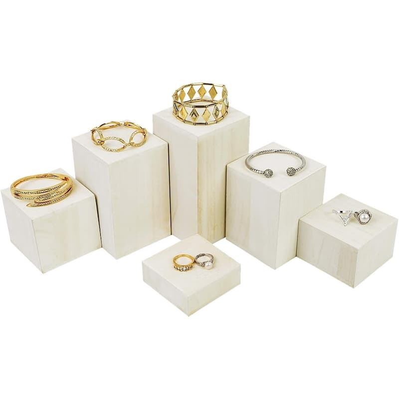 Wooden 6 Pcs Square Risers Accessories Stand