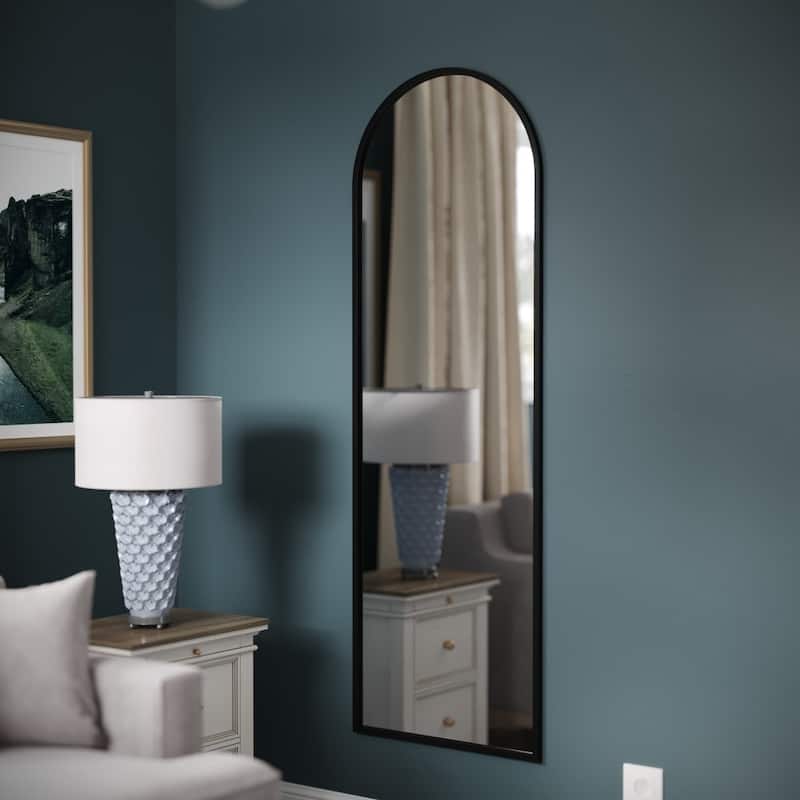 Wall Mount Arched Mirror with Slim Metal Frame