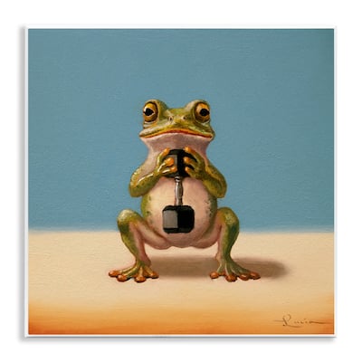 Stupell Frog Lifting Weights Wall Plaque Art Design By Lucia Heffernan