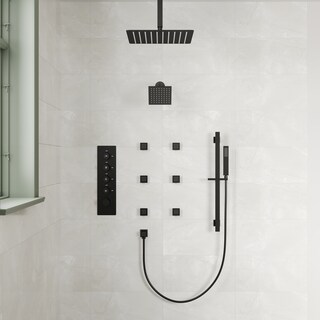 Dual Showerheads 16" Rainfall & 6" Fixture Shower Faucet High Pressure Thermostatic Shower System with 6 Body Jets