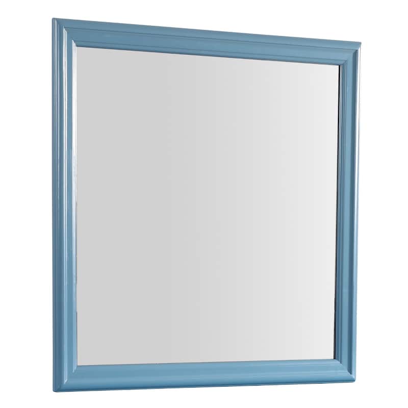 Wooden Framed Square Dresser Wall Mirror - 38" - Blue