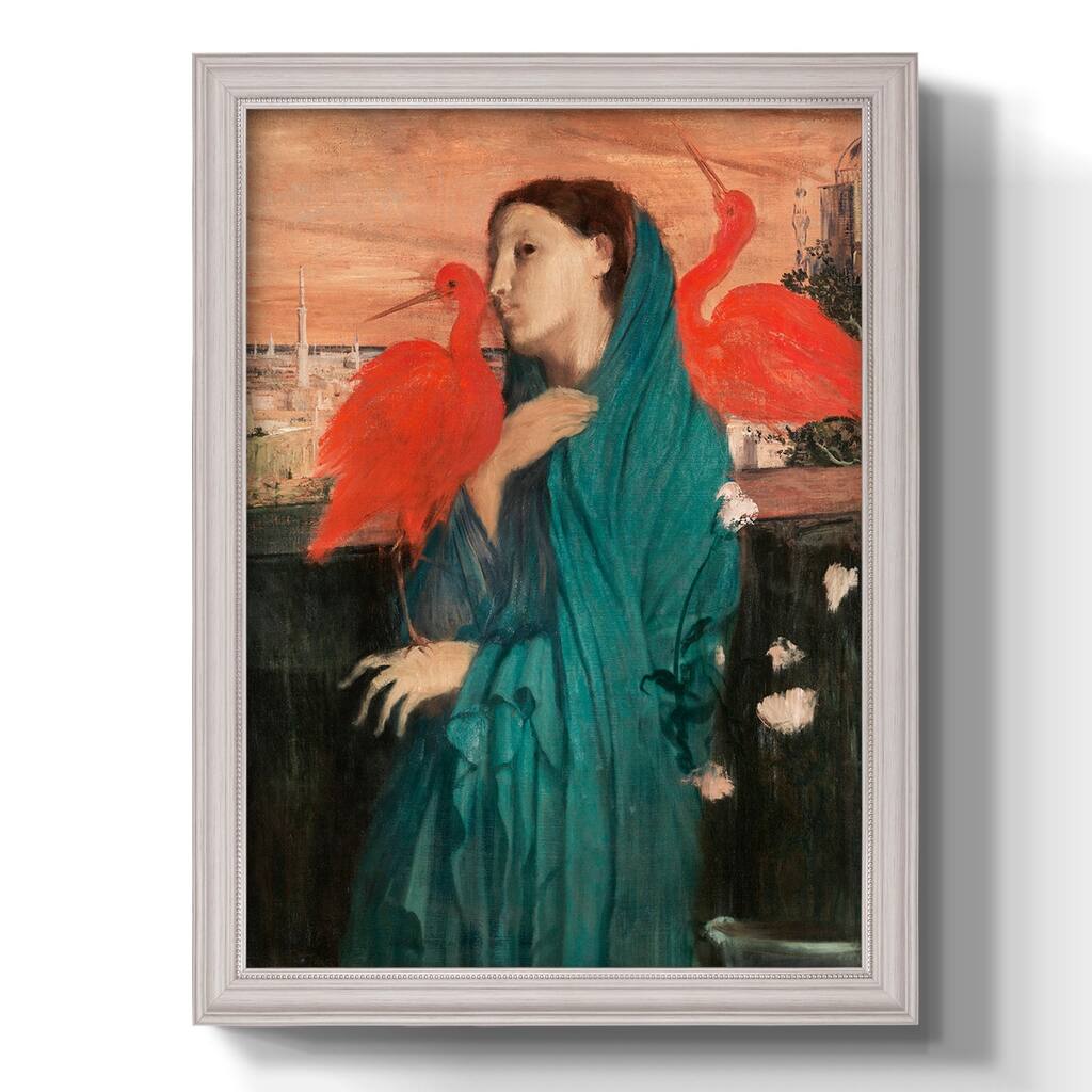 Young Woman with Ibis Premium Framed Canvas- Ready to Hang