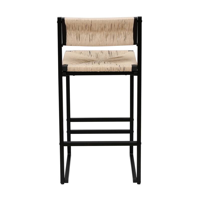 Set of 2 Hand Weave Counter Stool with Footrest for Kitchen Island