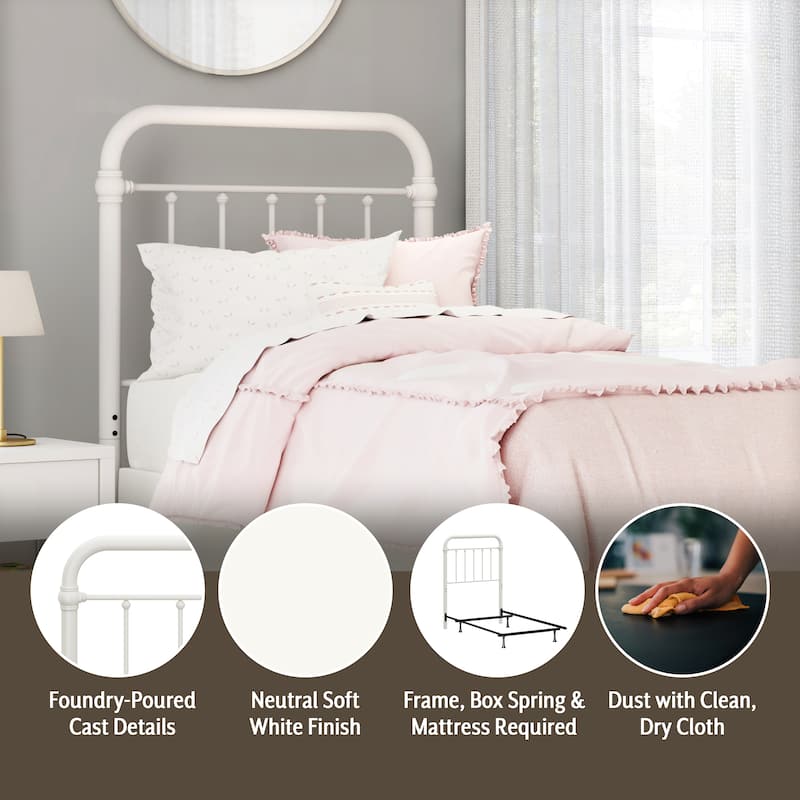 Hillsdale Kirkland Metal Headboard, White