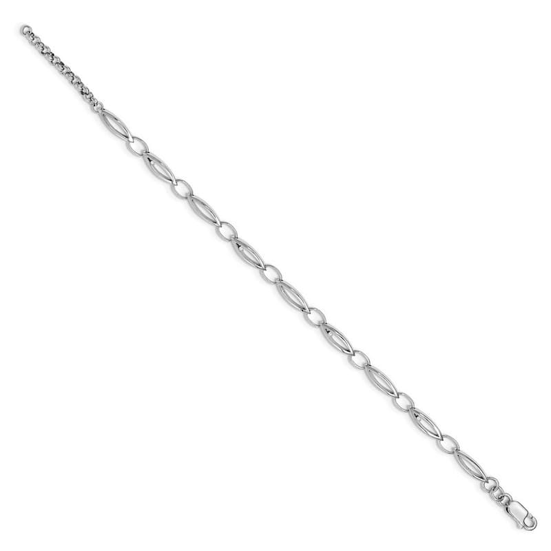 Curata 925 Sterling Silver Polished Lobster Claw Closure White Ice Diamond With 1.25inch Ext Bracelet
