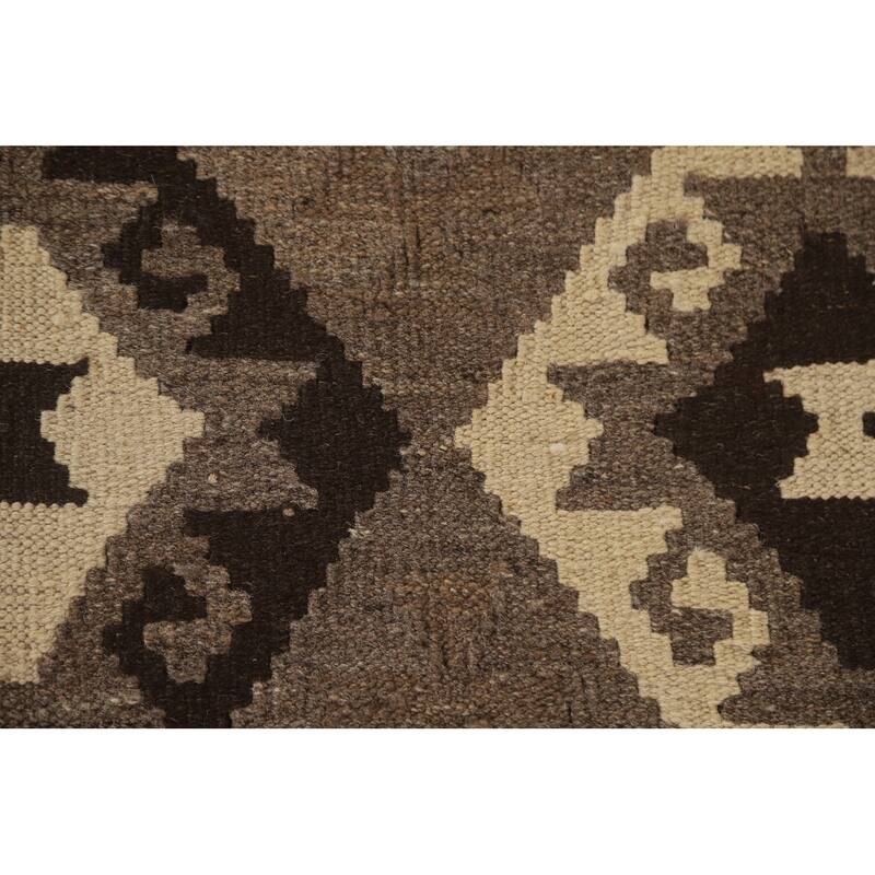 Hand Woven Oriental 100% Wool Carpet Southwestern Geometric Brown Kilim Area Rug - 6' 6'' X 4' 11''