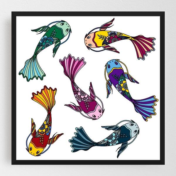Shop Animals Botanical Fish Fishing Koi Fish Framed Wall Art Print Overstock 31466389