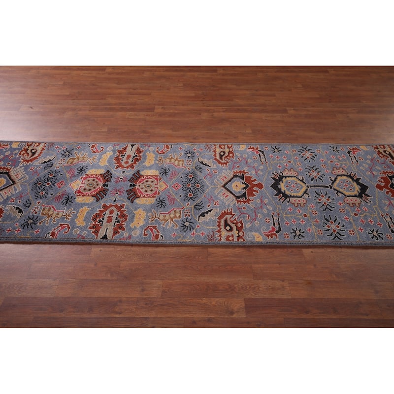 All-Over Kazak Oriental Runner Rug Handmade Traditional Wool Carpet - 2'7"x 11'9"