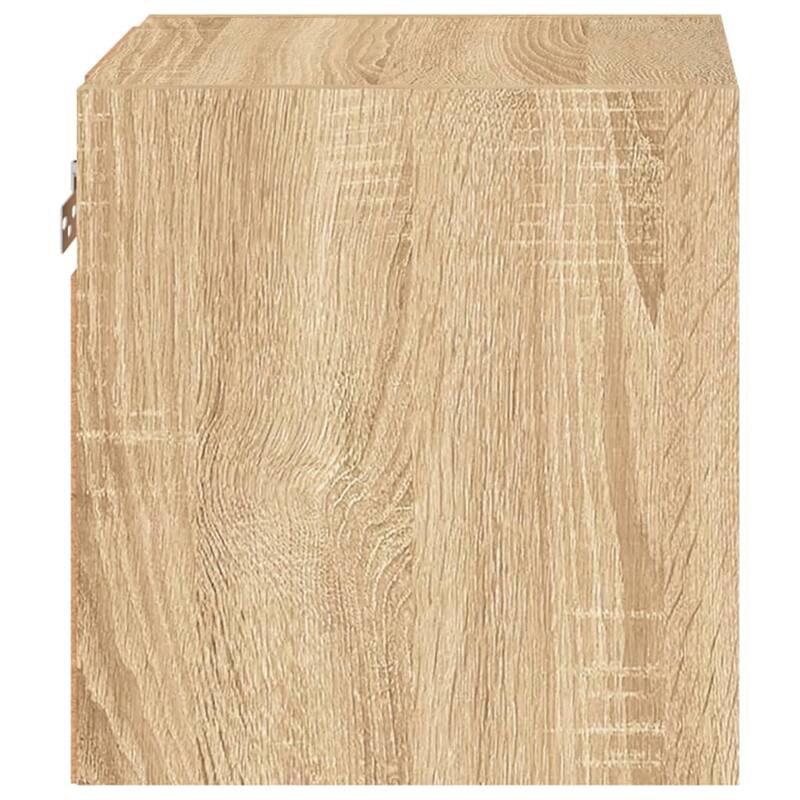 vidaXL TV Wall Cabinet Sonoma oak Engineered wood, tempered glass - 11.2 x 11.8 x 11.8 in