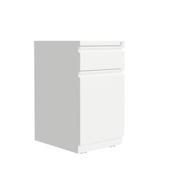 Hirsh 20-inch Deep Mobile Pedestal File 2-Drawer Box-Backpack with Full Width Pull, White