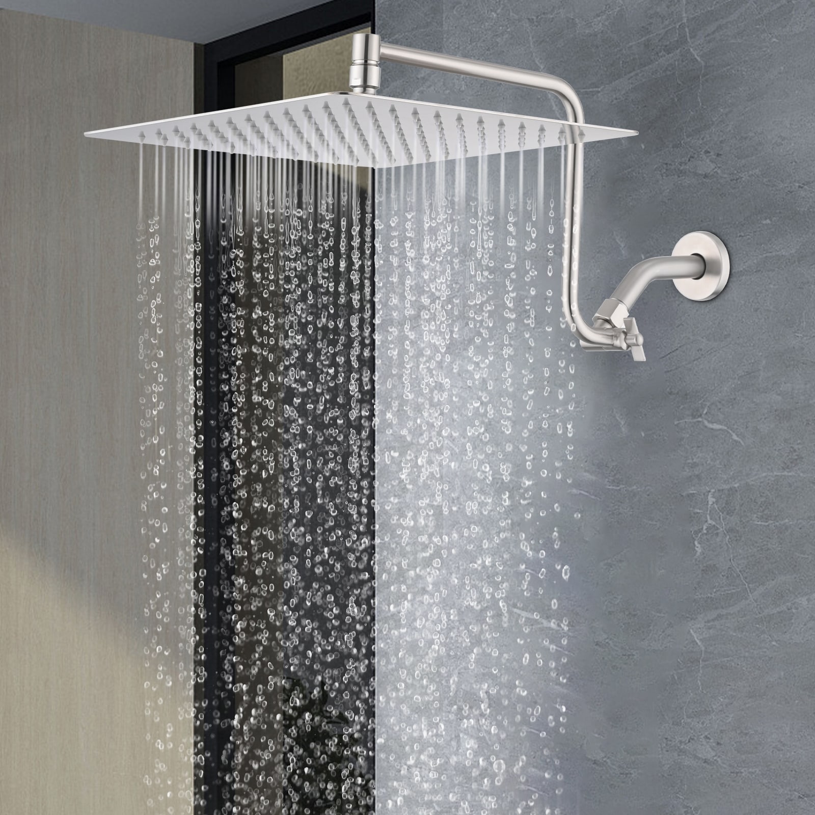 YASINU 12" Rain ShowerHead with Adjustable Extension Arm