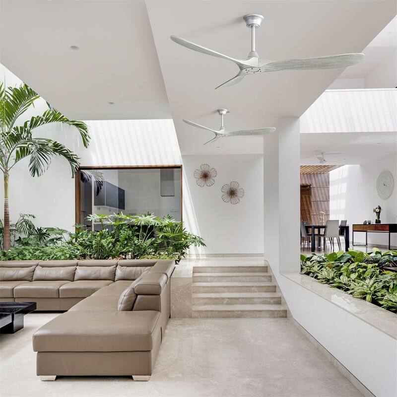 52''/60" Large Ceiling Fan without Lights, Remote Control and Reversible Motor Included, 3 Wood Blades