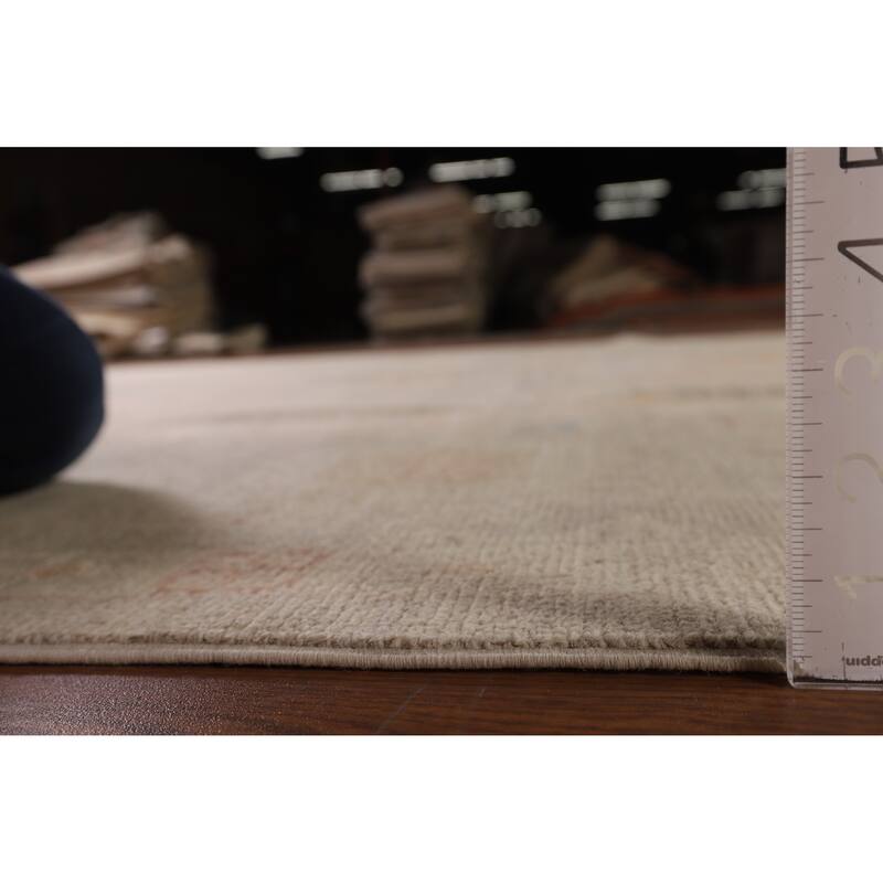 Vegetable Dye Oushak Area Rug Handmade Beige Wool Carpet - 8'11" x 12'0"