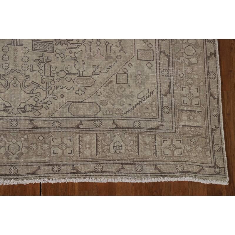Distressed Tabriz Persian Vintage Area Rug Hand-Knotted Wool Carpet - 6'7"x 9'5"