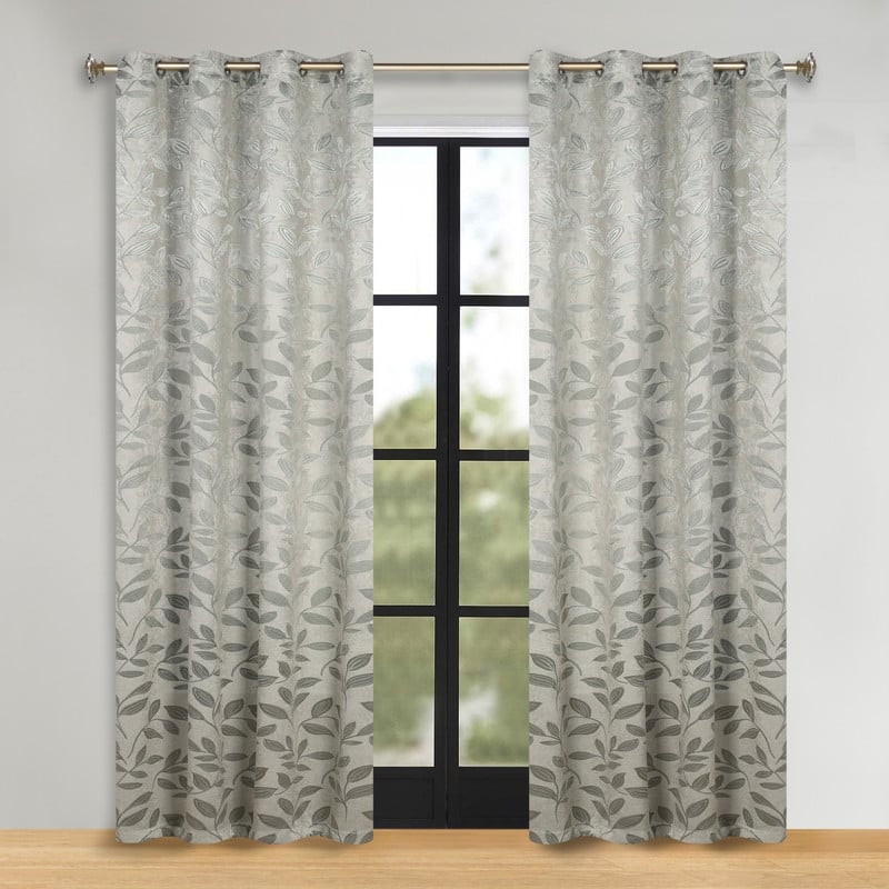 Superior Modern Bohemian Leaves Room Darkening Curtains with Grommets