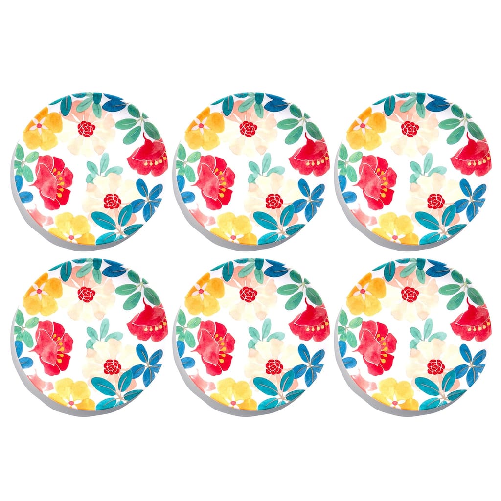 Abode Homewares by TarHong Audrey Floral Salad Plate , 8.1", Set of 6