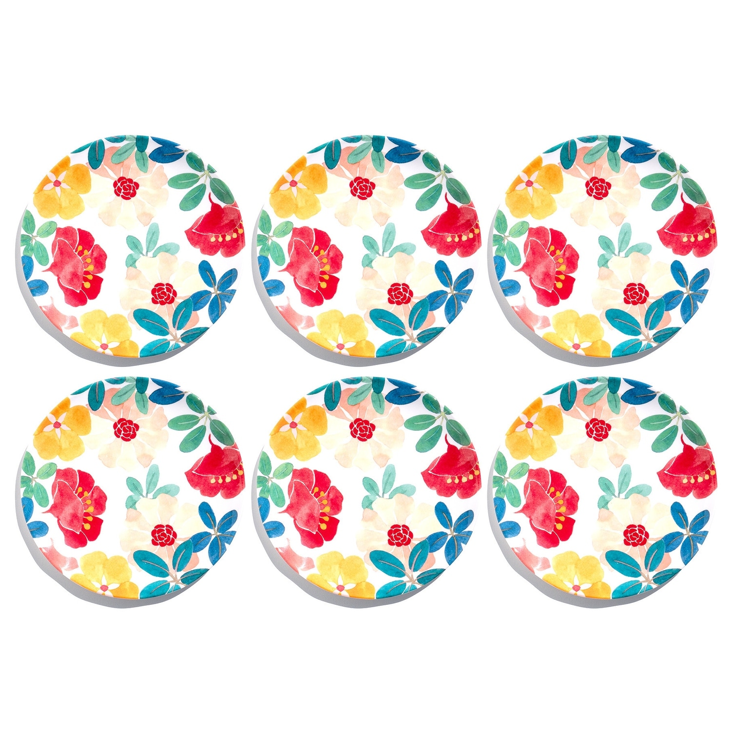 Abode Homewares Audrey Melamine Floral Salad Plate - 8.1" - Set of 6