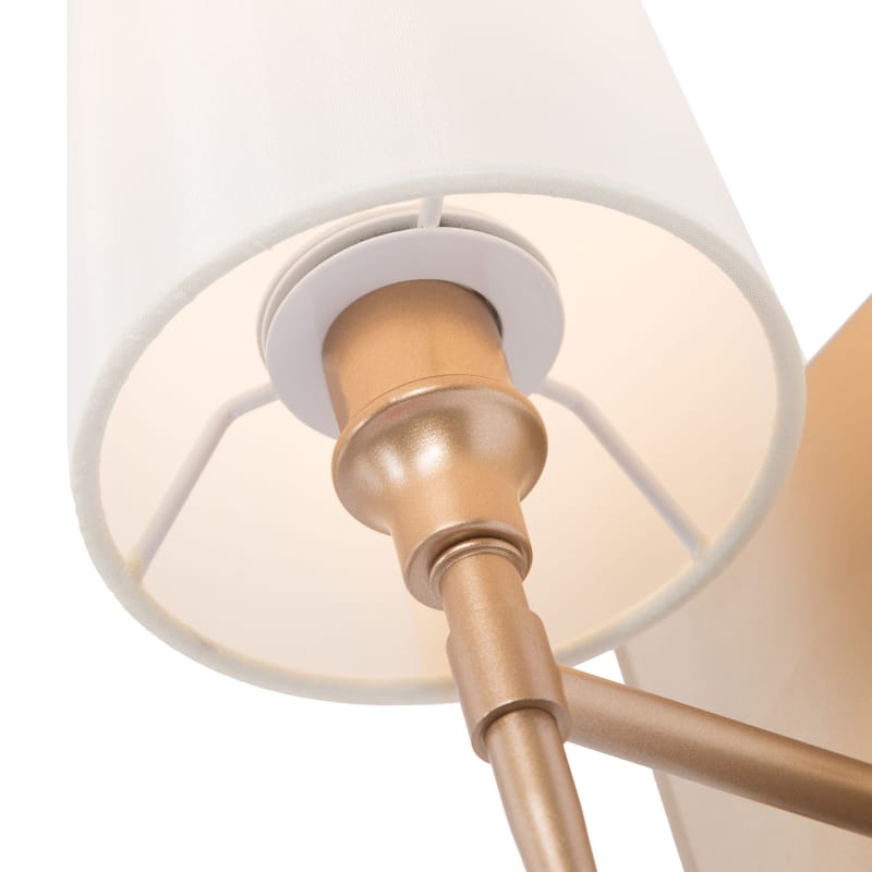 Chiry Mid-Century Modern Gold 1-Light Bathroom Vanity Light Fabric Wall Sconces - L 4.5"x W 6.5"x H 12"