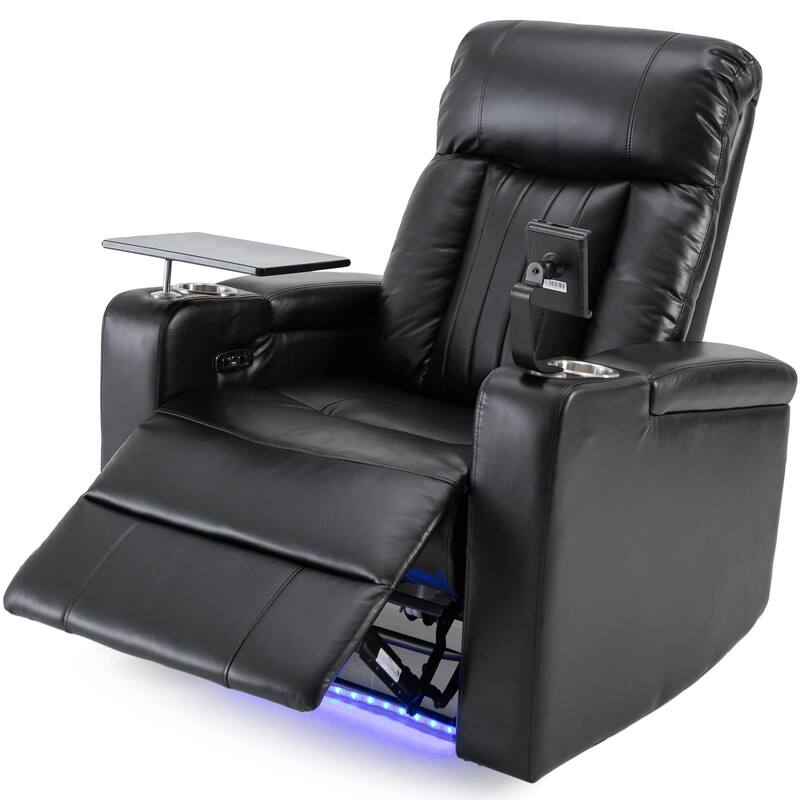 Premium Power Recliner with Storage Arms, Cupholders, Swivel Tray Table and Cell Phone Stand