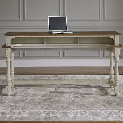 Morgan Creek Antique White Wire Brushed Tobacco Accents Console Bar Table