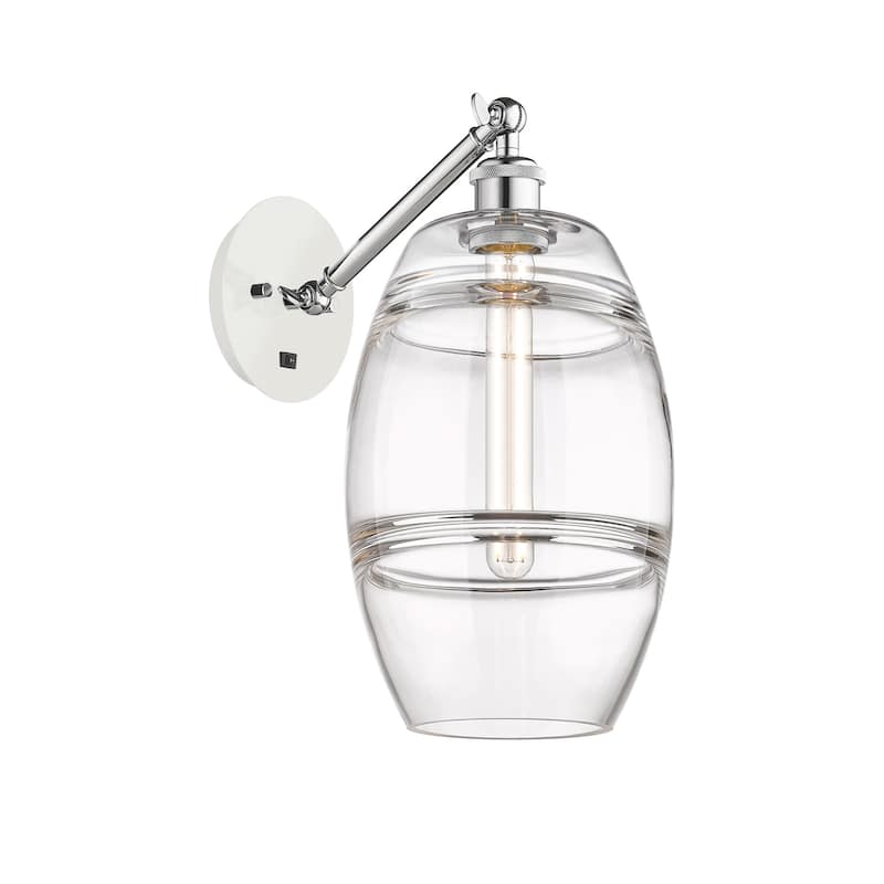 Innovations Lighting 317-1W-10-8 Vaz Sconce Vaz 10" Tall Wall Sconce - White Polished Chrome / Clear