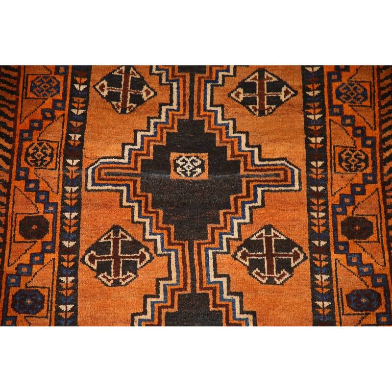 Hand Knotted Oriental 100% Wool Carpet Traditional Tribal Oranges & Rust Lori Area Rug - 7' 4'' X 4' 0''
