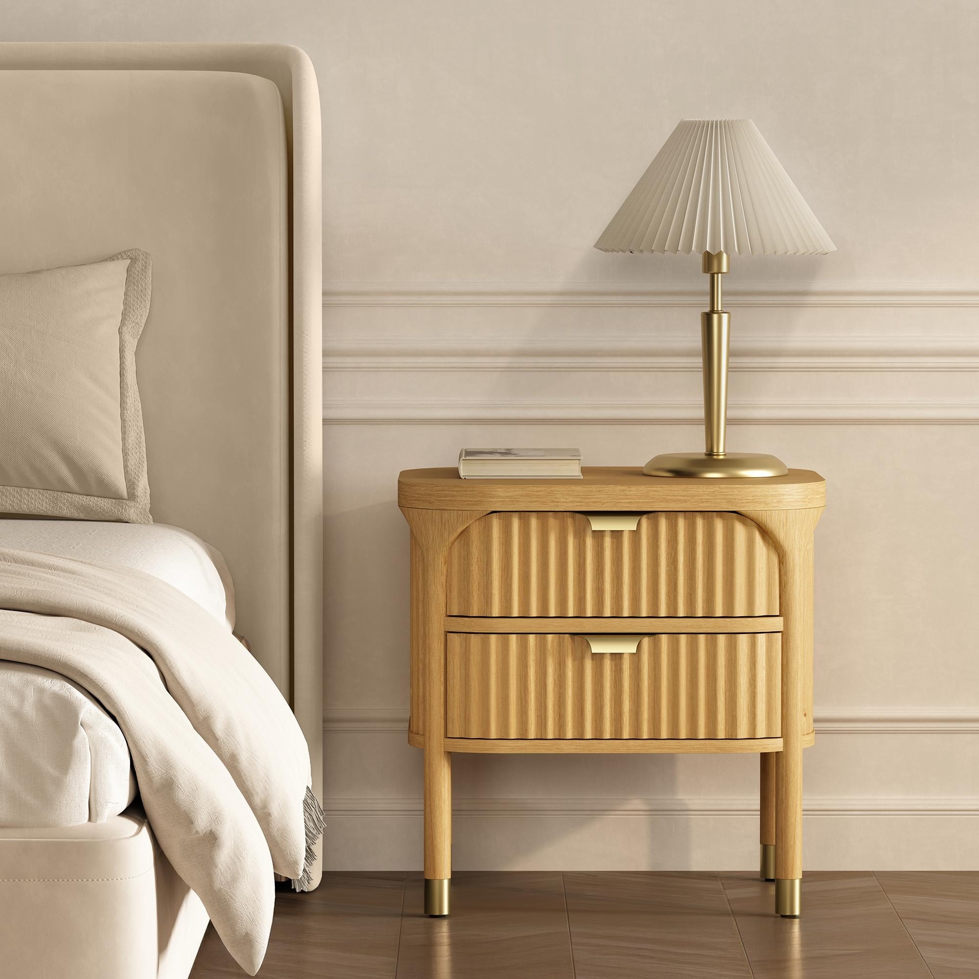Manhattan Comfort Park 24" Solid Wood Nightstand (2-Drawer)