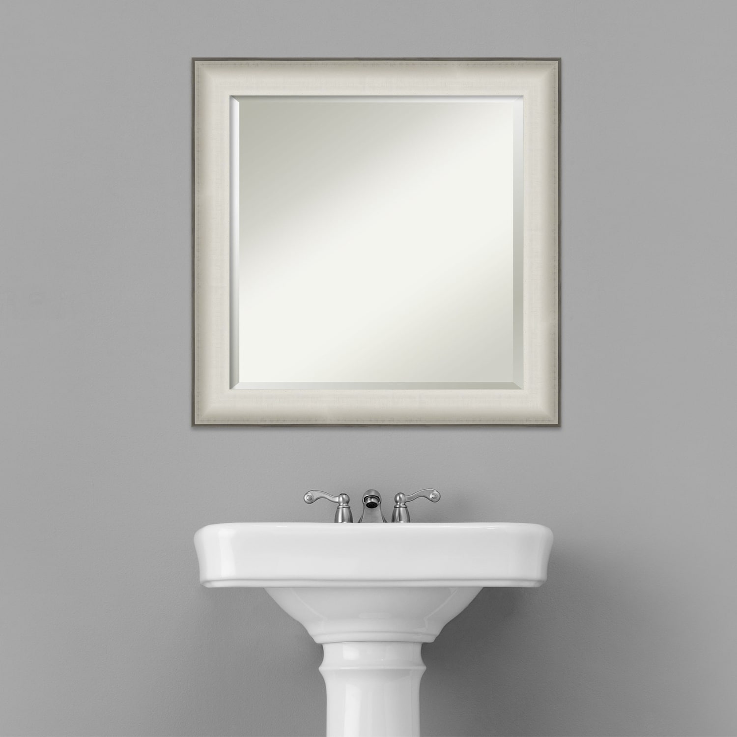 Allure White Wood Framed Bathroom Mirror