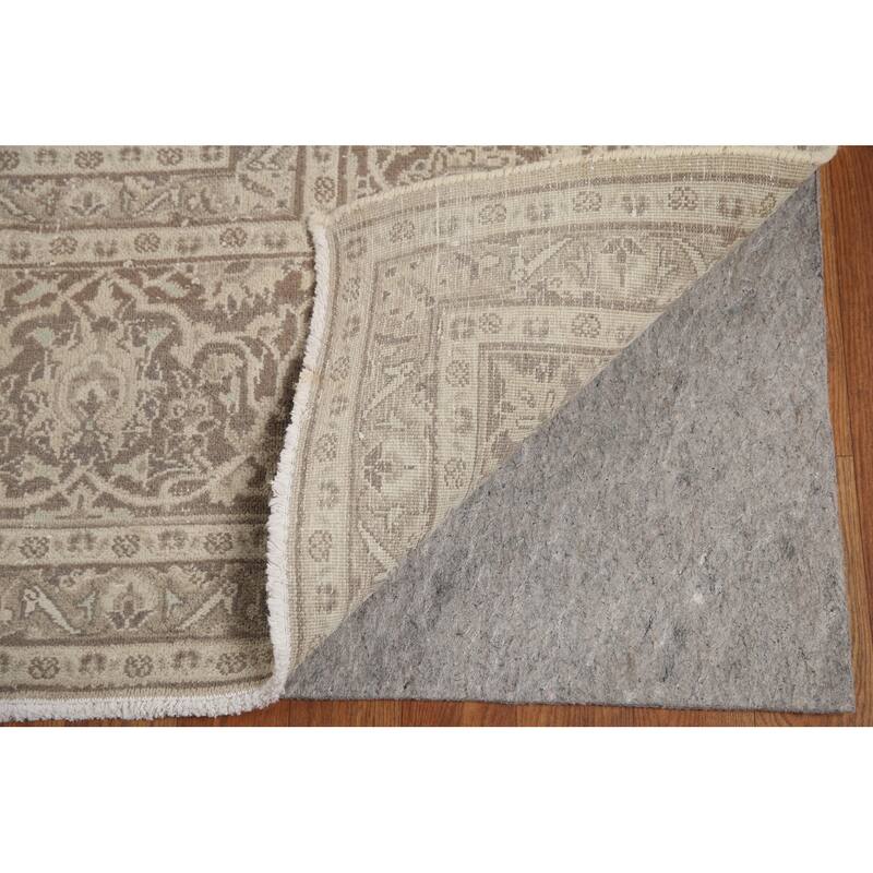 Hand Knotted Oriental 100% Wool Carpet Traditional Floral Beige & Ivories Mashad Area Rug - 12' 4'' X 9' 6''