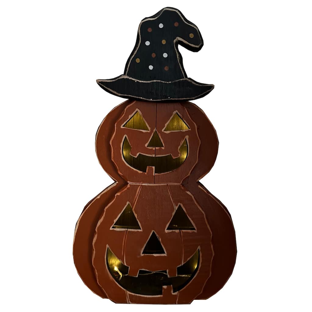 Battery Operated LED Lighted Jack O Lantern Halloween Tabletop Outdoor Decoration - 26"