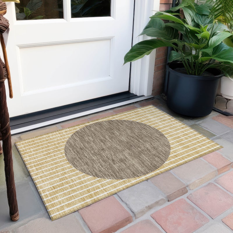 Machine Washable Indoor/ Outdoor Modern Sunrise Chantille Rug