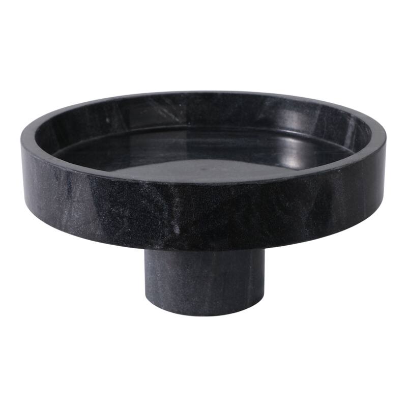 Marble Decorative Bowl Modern Pedestal Base Organizer - 6" Black - 12" x 12" x 6"