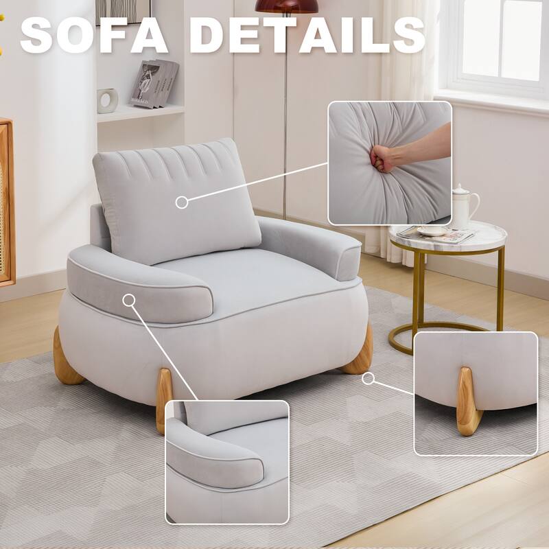 Oversized Velvet Accent Armchair with a Large Removable Ottoman