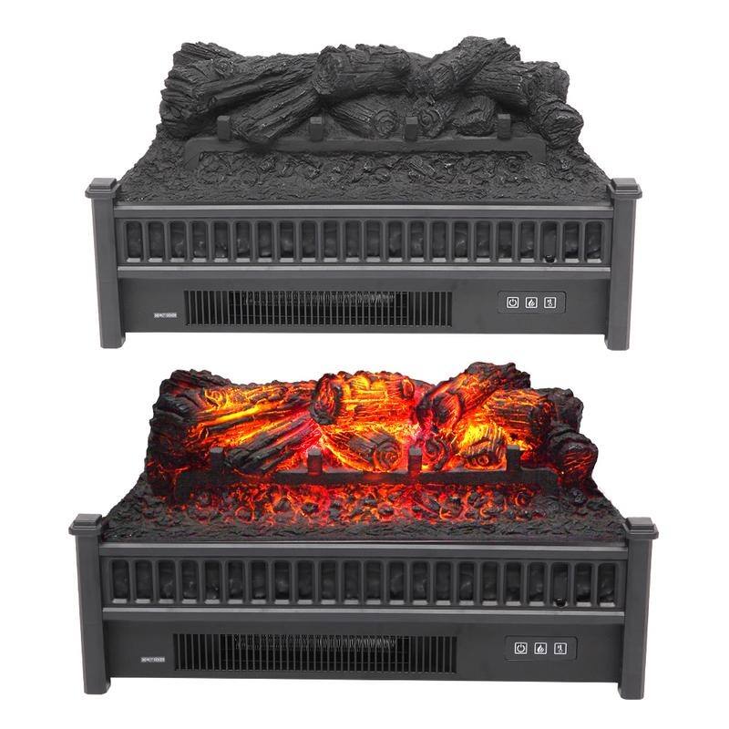 23-inch 1400W Electric Fireplace with Fake Wood - Black