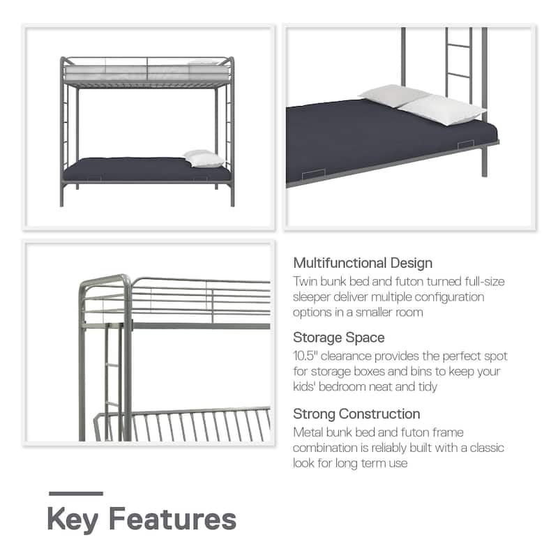 DHP Twin over Futon Metal Bunk Bed