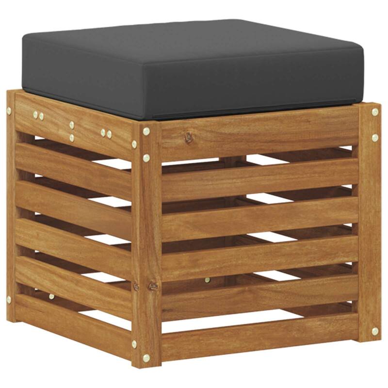 vidaXL Stool Bench Natural and Anthracite 16.93 x 16.93 x 14.57 in