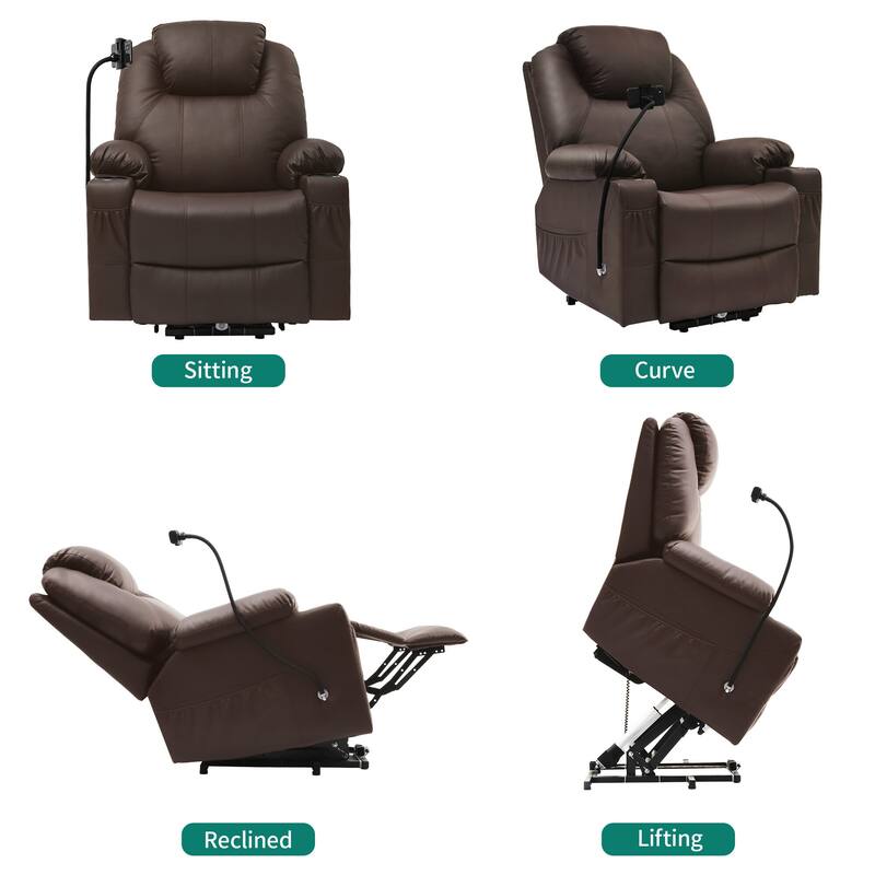 Modern Reclining Chair Fabric Massage with LED and Mobile Phone Holder