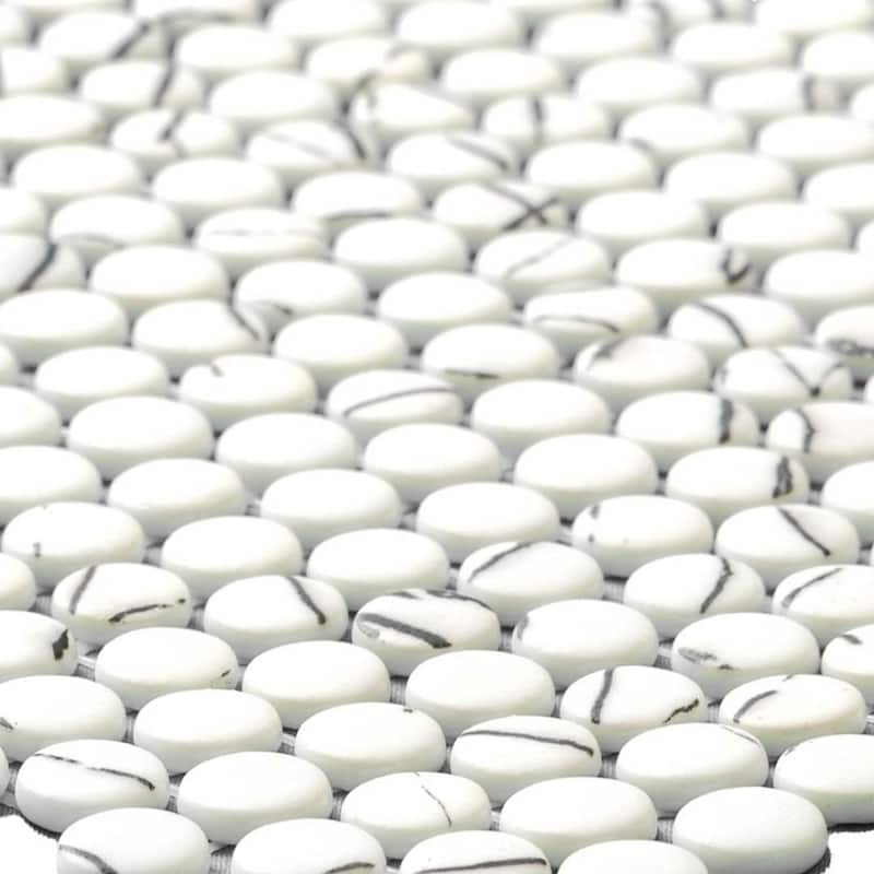 The Tile Life Eterna Penny 12x12 Round Glass Mosaic Floor, Wall & Backsplash Tile
