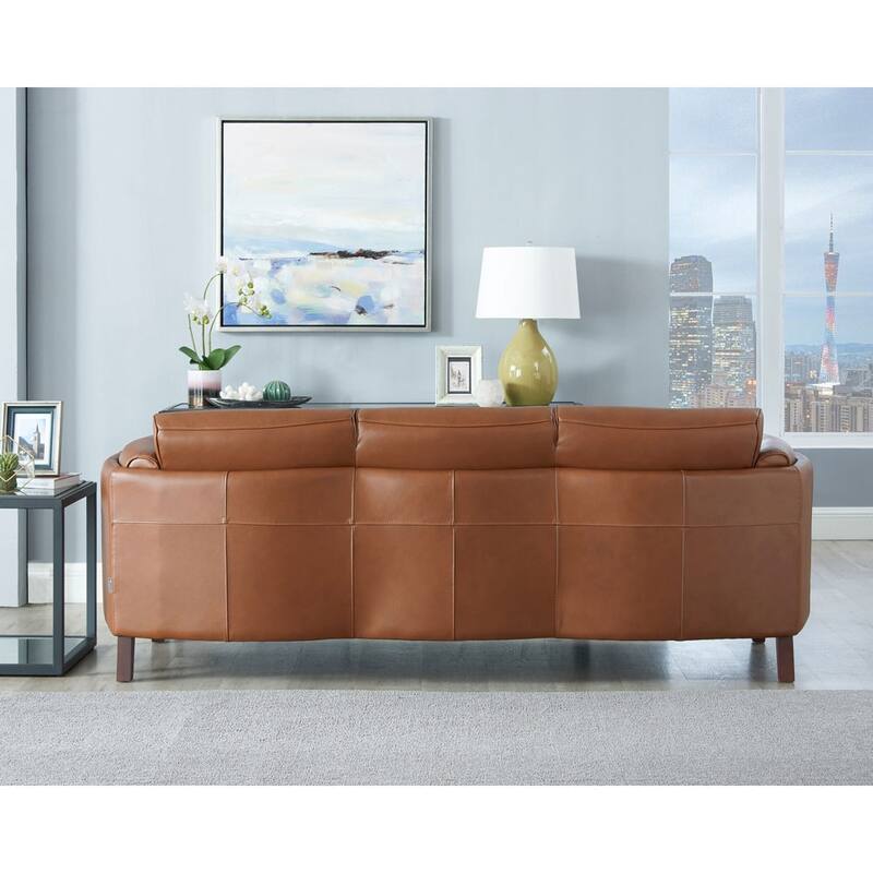 Hydeline Maui Top Grain Leather Sofa and Loveseat Set With Feather, Memory Foam and Springs