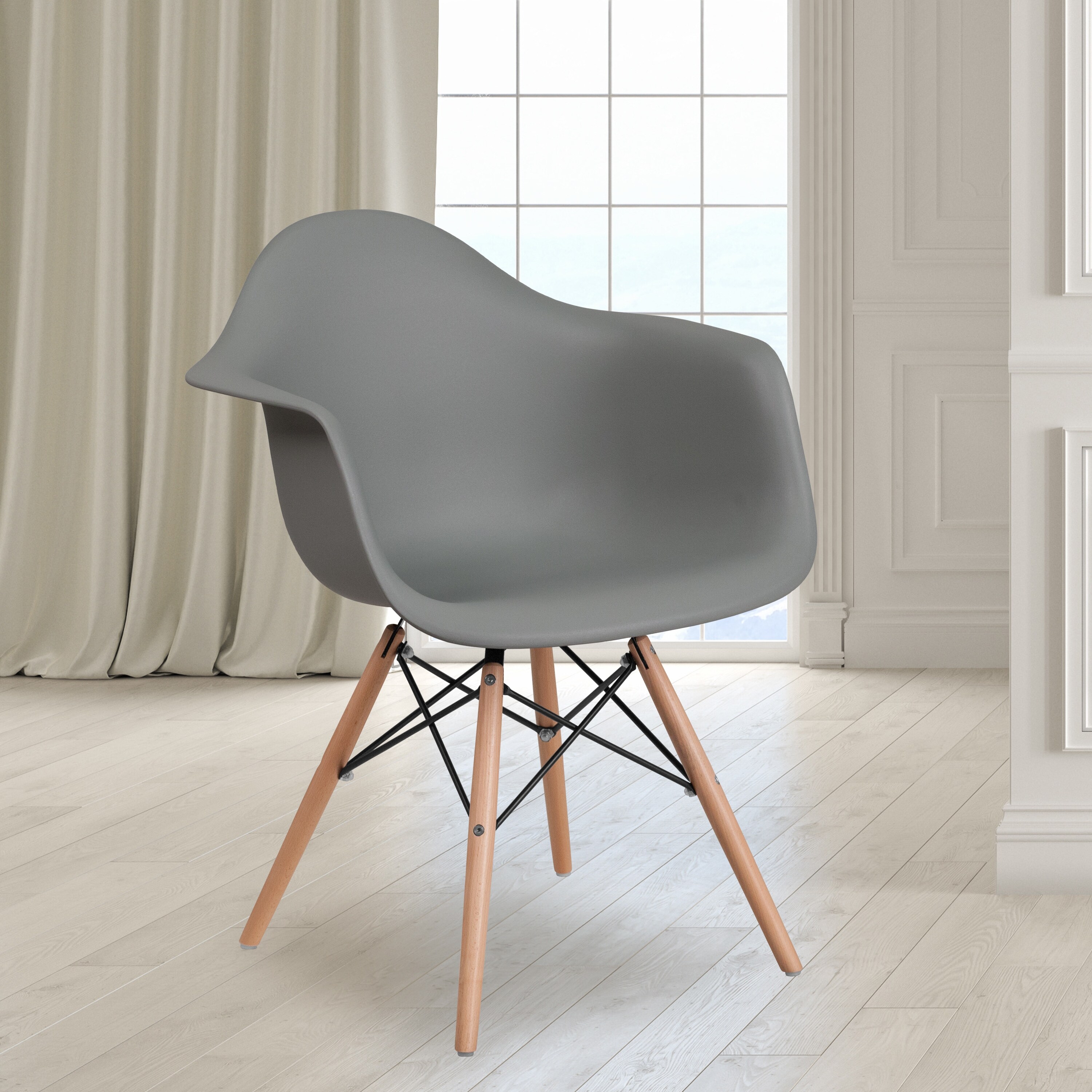 Shop Plastic Chair With Arms And Wooden Legs Accent Side Chair Overstock 18048829