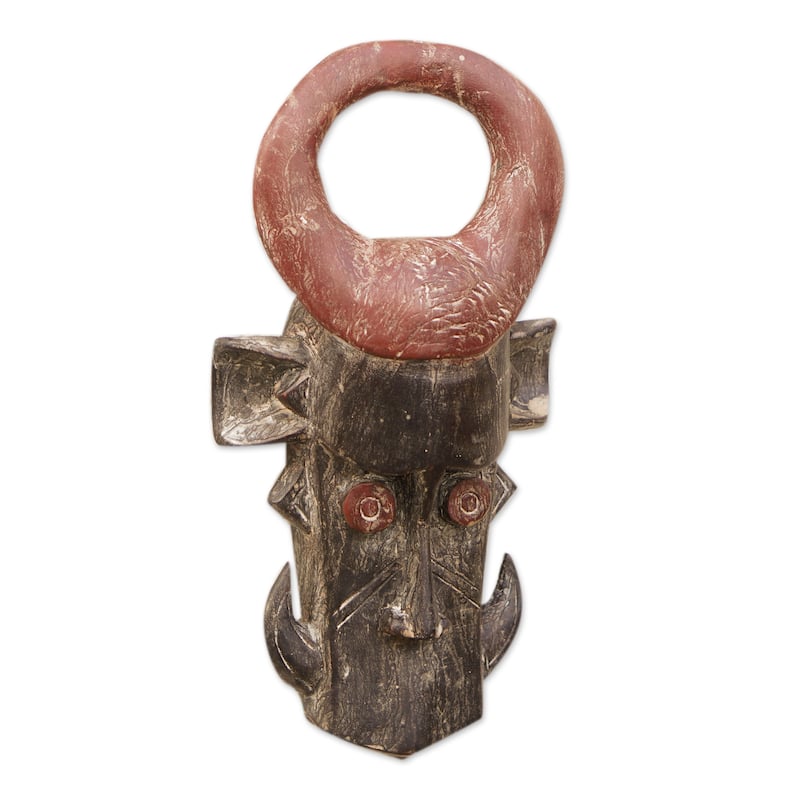 Novica Handmade Alligator Head African Wood Mask