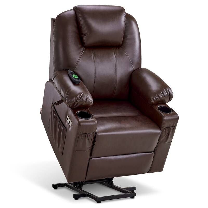 MCombo Small Power Lift Recliner Chair with Massage and Heat for Elderly, 3 Positions and USB Ports Faux leather 7141