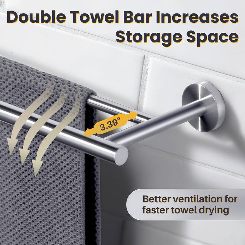 WOWOW Wall Mounted Stainless Steel Double Towel Bar