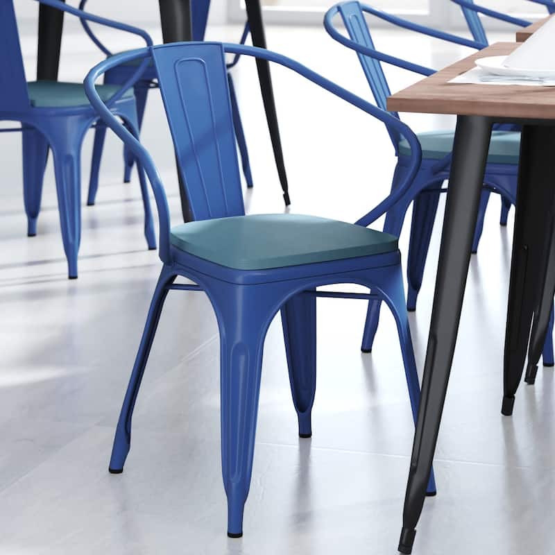 All-Weather Metal Stack Chair with Arms and Poly Resin Seat